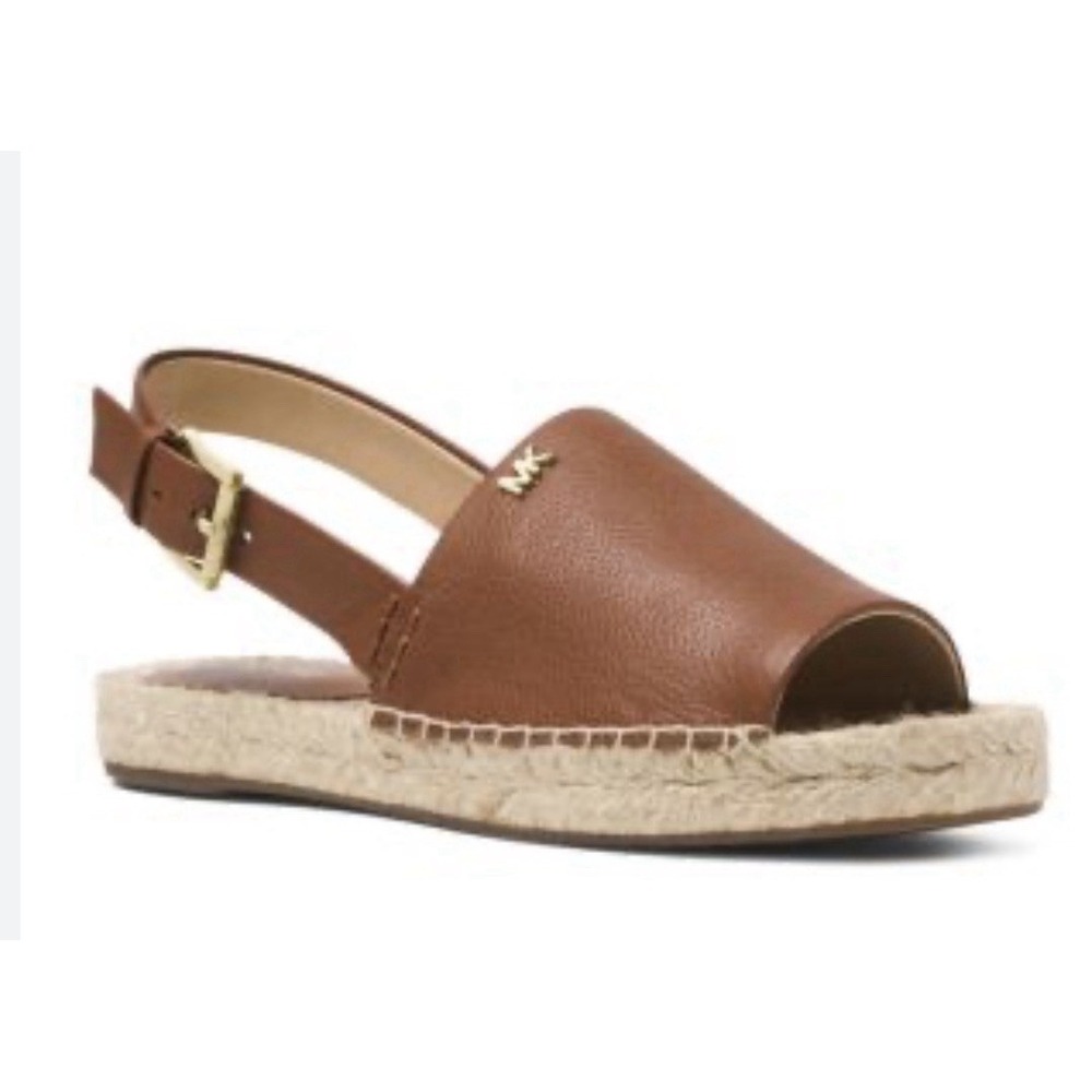 MICHAEL Michael Kors Size 6M Luggage‎ Leather Fisher Espadrille Sandal New